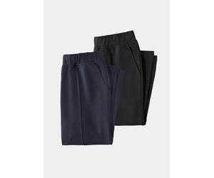 2-in-1-Hose GOLDNER "Elastische Jogpants im Doppelpack", Damen, Gr. 38, N-Gr, schwarz (marine, schwarz), Obermaterial: 60% Baumwolle CO. 35% Polyester PES. 5% Elasthan EL., gerade, Hosen, Biesen (3309