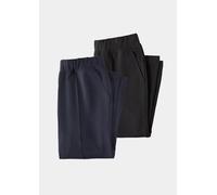 2-in-1-Hose GOLDNER "Elastische Jogpants im Doppelpack", Damen, Gr. 46, N-Gr, blau (marine, schwarz), Obermaterial: 60% Baumwolle CO. 35% Polyester PES. 5% Elasthan EL., Hosen (33098052-46) marine, sc
