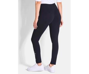 2-in-1-Hose GOLDNER "Kurzgröße Bequeme Baumwoll-Leggings, 2-Stück", Damen, Gr. 21, K-Gr, blau (marine), Obermaterial: 95% Baumwolle CO. 5% Elasthan EL., Hosen, Glitzermotiv (58739059-21) marine