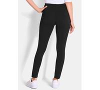 2-in-1-Hose GOLDNER "Kurzgröße Bequeme Baumwoll-Leggings, 2-Stück", Damen, Gr. 23, K-Gr, schwarz, Obermaterial: 95% Baumwolle CO. 5% Elasthan EL., Hosen, Glitzermotiv (90441653-23) schwarz