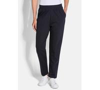 2-in-1-Hose GOLDNER "Kurzgröße Elastische Jogpants im Doppelpack", Damen, Gr. 19, K-Gr, blau (marine, schwarz), Obermaterial: 60% Baumwolle CO. 35% Polyester PES. 5% Elasthan EL., gerade, Hosen, Biese