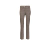 2-in-1-Hose GOLDNER "Kurzgröße Hose in weicher, stretchbequemer Qualität", Damen, Gr. 24, K-Gr, braun (mocca, gemustert), Obermaterial: 70% Polyester PES. 18% Viskose CV. 10% Baumwolle CO. 2% Elasthan