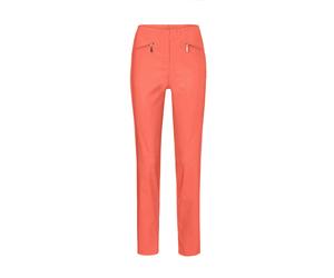 2-in-1-Hose GOLDNER "Kurzgröße Schlupfhose LOUISA mit Steppnähten", Damen, Gr. 20, K-Gr, orange (papaya), Obermaterial: 67% Baumwolle CO. 28% Polyamid PA. 5% Elasthan EL., Hosen, Ohne (81243055-20) pa