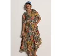 2-in-1-Kleid APRICOT "Patchworkkleid", Damen, Gr. L (40), N-Gr, grün (khaki), gewebt, Obermaterial: 83% Viskose CV. 17% Nylon NY., gemustert, V-Ausschnitt, Puffärmel, Kleider, mit Stufenrock (85841115