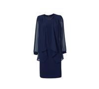 2-in-1-Kleid GOLDNER "Edles Jerseykleid mit Chiffonjäckchen", Damen, Gr. 40, N-Gr, blau (mitternachtsblau), Obermaterial: 97% Polyester PES. 3% Elasthan EL., festlich, Langarm, Kleider, Mit schimmernd