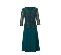 2-in-1-Kleid GOLDNER "Kurzgröße Edler Zweiteiler mit Pailletten-Detail", Damen, Gr. 23, K-Gr, grün (smaragd), Obermaterial: 92% Polyester PES. 8% Elasthan EL., festlich, V-Ausschnitt, Tubular, Kleider