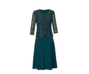 2-in-1-Kleid GOLDNER "Kurzgröße Edler Zweiteiler mit Pailletten-Detail", Damen, Gr. 23, K-Gr, grün (smaragd), Obermaterial: 92% Polyester PES. 8% Elasthan EL., festlich, V-Ausschnitt, Tubular, Kleider