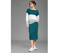 2-in-1-Kleid KANGAROOS, Damen, Gr. 40/42, N-Gr, petrol, Jersey, Obermaterial: 50% Baumwolle, 50% Modal. Kleid: 100% Baumwolle, wadenlang, Kleider, mit Streifenshirt im Lagenlook (45111613-40) petrol