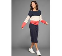 2-in-1-Kleid KANGAROOS, Damen, Gr. 52/54, N-Gr, blau (navy, rot, gestreift), Jersey, Obermaterial: 50% Baumwolle, 50% Modal. Kleid: 100% Baumwolle, gestreift, unifarben, wadenlang, Kleider, mit Streif