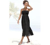 2-in-1-Kleid LASCANA, Damen, Gr. 44, N-Gr, schwarz, Spitze, Obermaterial: 95% Polyamid, 5% Elasthan. Futter: 95% Viskose, 5% Elasthan, unifarben, lang, ohne Ausschnitt, Kleider, aus geblümter Spitze,