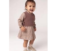 2-in-1-Kleid mit Pullunder Baby, Musselin in Vichykaro schokolade Gr. 80 von Vertbaudet