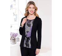 2-in-1-Langarmshirt CLASSIC BASICS "2-in-1-Shirt", Damen, Gr. 38, bunt (schwarz, lavendel), 100% Baumwolle, geblümt, gemustert, mehrfarbig, unifarben, Rundhals, Shirts (45102247-38) schwarz, lavendel