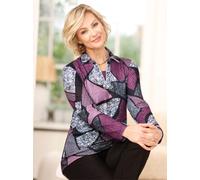 2-in-1-Langarmshirt CLASSIC BASICS "Winter-Shirt", Damen, Gr. 44, rosa (altrosa, schwarz, bedruckt), 95% Polyester, 5% Elasthan, gemustert, mehrfarbig, V-Ausschnitt, Shirts (72832368-44) altrosa, schw