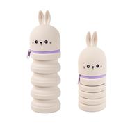 2 in 1 Mäppchen Mädchen Jungen, Einziehbar, Silikon Federmäppchen mit Reißverschluss, Federmappe 3D Tierform, Stand Up Schlampermäppchen, Stifthalter für Schreibtisch, H 20 cm, bis zu 15 Stifte (B)