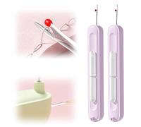2 in 1 Nadeleinfädler Nahttrenner Nähzubehör, Seam Ripper Set, Kunststoff Nähnadeln Einfädler, Nähen Einfädler Werkzeug,Zubehör für Das Nähen des Handwerks,Einfädelhilfe für Nähmaschinen (2Stück-lila)