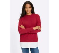 2-in-1-Pullover HEINE "2-in-1-Pullover", Damen, Gr. 38, rot, 50% Viskose, 28% Polyester, 22% Polyamid, Webware:100% Baumwolle, unifarben, Pullover (38225503-38) rot