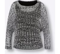 3/4 Arm-Pullover HEINE "Pullover", Damen, Gr. 40, schwarz-weiß (schwarz, weiß, meliert), 50% Baumwolle, 50% Polyacryl, Top:5% Elasthan, 95% Viskose, gemustert, mehrfarbig, Pullover (12011746-40) schwa
