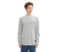 2-in-1-Pullover TOM TAILOR DENIM, Herren, Gr. M, grau (light stone grau melange), Strick, Obermaterial: 100% Baumwolle, meliert, regular fit taillenbedeckt, Rundhals, Bündchen, Pullover 2-in-1-Pullove