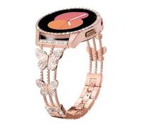 2-in-1 Set: 1) Rosévergoldete starre Materialabdeckung mit Kristallen als Displayschutz kompatibel mit Galaxy Watch 3/4/5/6 Serie 40mm/44mm/45mm; 2) V