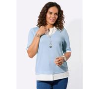 2-in-1-Shirt CASUAL LOOKS "2-in-1-Shirt", Damen, Gr. 42, blau (eisblau, weiß, bedruckt), 54% Viskose, 44% Polyester, 2% Elasthan, unifarben, Shirts 2-in-1 Shirt (44441758-42) eisblau, weiß, bedruckt