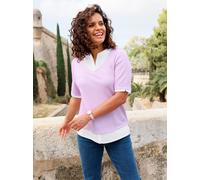2-in-1-Shirt CASUAL LOOKS "2-in-1-Shirt", Damen, Gr. 46, lila (orchidee, weiß, bedruckt), 54% Viskose, 44% Polyester, 2% Elasthan, unifarben, Shirts 2-in-1 Shirt (25907537-46) orchidee, weiß, bedruckt