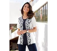 2-in-1-Shirt CLASSIC BASICS "2-in-1-Shirt", Damen, Gr. 42, beige (ecru, marine), 100% Baumwolle, bedruckt, geblümt, gemustert, Rundhals, Shirts 2-in-1 Shirt (33406720-42) ecru, marine