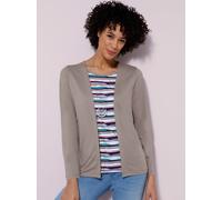 2-in-1-Shirt CLASSIC BASICS "Shirt", Damen, Gr. 38, taupe, 100% Baumwolle, gemustert, gestreift, mehrfarbig, Rundhals, Shirts 2-in-1 Shirt (86016266-38) taupe