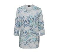 2-in-1-Shirt GOLDNER "Set aus Shirtjacke und Top", Damen, Gr. 38, blau (bleu, natur, gemustert), Obermaterial: 50% Viskose CV. 45% Polyester PES. 5% Elasthan EL., Shirts 2-in-1 Shirt (54314731-38) ble