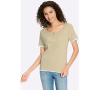 2-in-1-Shirt HEINE "Shirt", Damen, Gr. 42, sesam, 95% Baumwolle, 5% Elasthan, unifarben, Rundhals, Shirts 2-in-1 Shirt (13686842-42) sesam