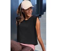 2-in-1-Shirt LASCANA ACTIVE "Tropical", Damen, Gr. S (36/38), schwarz, rosa, Obermaterial: 66% Polyester, 29% Viskose, 5% Elasthan, unifarben mit Farbeinsatz, figurumspielend hüftlang, Rundhals, Rippb
