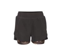 2-in-1-Shorts LASCANA ACTIVE, Damen, Gr. S, N-Gr, braun (schwarz), Obermaterial: 92% Polyester, 8% Elasthan. Unterteil: 85% Polyester, 15% Elasthan, unifarben mit Farbeinsatz, figurumspielend kurz, Ho