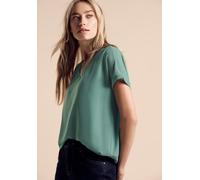 2-in-1-Top STREET ONE, Damen, Gr. 38, grün (seafoam grün), Jersey, Obermaterial: 95% Viskose, 5% Elasthan, unifarben, regular fit taillenbedeckt, V-Ausschnitt, Tops 2-in-1-Top, mit Mesh-Detail (851346