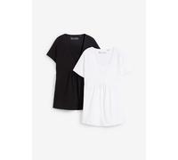 Stillshirt BONPRIX "2-in-1 Umstands- und Stillshirts (2er Pack?)", Damen, Gr. 40/42 (M), schwarz (schwarz, weiß), Obermaterial: 95% Baumwolle, 5% Elasthan, figurumspielend, Shirts, figurumspielende Pa