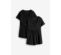 Stillshirt BONPRIX "2-in-1 Umstands- und Stillshirts (2er Pack?)", Damen, Gr. 40/42 (M), schwarz (schwarz, schwarz), Obermaterial: 95% Baumwolle, 5% Elasthan, figurumspielend, Shirts, figurumspielende