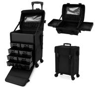 2 in1 Kosmetikkoffer Kosmetik Trolley Beauty case Makeup Friseurkoffer mit Universalräder, Nylonmaterial+PVC, Kosmetik-Trolley zum Organisieren und Aufbewahren von Kosmetika und Schönheitsartikeln