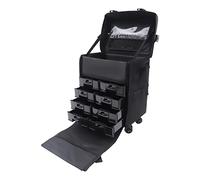 2 in1 Kosmetikkoffer Kosmetik Trolley Beautycase Makeup Friseurkoffer & Wheels, zum Kosmetika und Schönheitsartikeln Lockenstäbe, Foundation, Lippenstift, Mascara, Haartrockner, Schminkpinsel, Schwarz