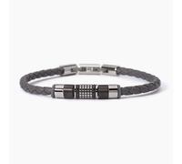2 Jewels Armband Herren 232359 Kunstleder, Edelstahl, Kristall, Schwarz
