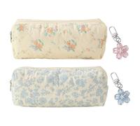 2 Kleine Blumen-Federmäppchen Und 2 Schlüsselanhänger, Make-Up-Pinsel-Finishing-Tasche, Reiseaufbewahrungstasche, Süßer Taschenanhänger, Für Freunde.