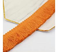 2 Meters 3,8 cm Dicke Baumwoll Fransenborte, Fransenband Quasten Trim HäKelband Spitzenband Fransenbesatz Spitzenborte Dekoborte FransenbordüRe Quastenbesatz Gardinenband StoffbordüRe NäHborte,Orange