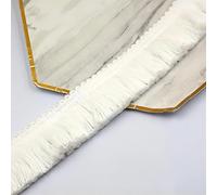 2 Meters 3,8 cm Dicke Baumwoll Fransenborte, Fransenband Quasten Trim HäKelband Spitzenband Trimmen Spitzenborte Dekoborte FransenbordüRe Quastenbesatz Gardinenband StoffbordüRe NäHborte,Milchig weiß