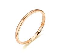 2 mm einfarbiger Ehering für Frauen - Einfache, dünne, stapelbare Eheringe Zierlicher niedlicher Edelstahlring Hypoallergene Kuppel Comfort Fit