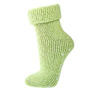 2 Paar ABS Stoppersocken - Wollsocken - Wintersocken - Norwegersocken mit Innenfrottee - Damen Herren (Grünmelange, EU Schuhgrößensystem, Erwachsene, Damen, Numerisch (von/bis), M, 35, 38)