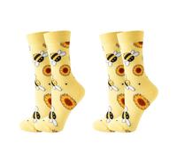 2 Paar Bienensocken, Cartoon-Tiersocken, Weiche Baumwollsocken, Interessante Socken Für Damen, Warme Socken Für Mädchen