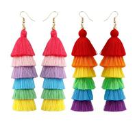 2 Paar Bunte Quasten-Ohrringe, Regenbogen-Ohrringe, Pride-Accessoires Für Frauen, Pride-Kleidung Für Frauen, Ohrring-Zubehör, Regenbogen-Pride-Accessoires