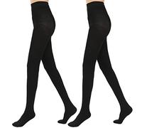2 Paar Damen-Strumpfhosen aus Kaschmirwolle, 100 DEN warm, Strumpfhose, Schwarz, schwarz, Large