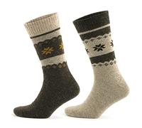 2 Paar dicke Alpakawolle Unisex Wintersocken, warme Wolle, Wollsocken für Damen und Herren, Warme Haussocken (as3, numeric, numeric_39, numeric_42, plus, tall, 3097_ Beige - Braun)