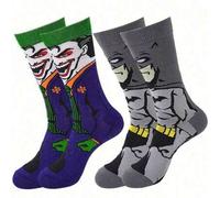 2 Paar Flashman Joker Super Cartoon Anime Socken, lange Röhrensocken für Männer zu Weihnachten, Halloween, neuartig, lustig