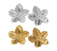 2 Paar Goldene Blumen-Ohrstecker Für Frauen - Florale Vintage Statement-Ohrringe