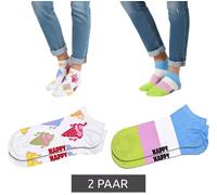 Happy Socks Tagessocke Sneaker Low Ice Cream & Stripe weiss/bunt - 2 Paar, Größe 36-40