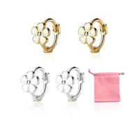 2 Paar Kleine Blumenohrringe, 1 Schmuckbeutel, Blumenohrringe, Damenohrringe, Gänseblümchenohrringe, Süße Ohrringe, Creolen, Ohrringschmuck